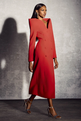 Audrey Sculpted Collared Midi Suit Dress